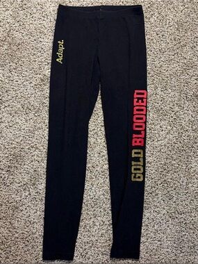 Adapt Black Leggings with Red & Gold 'GOLD BLOODED' Side Lettering
